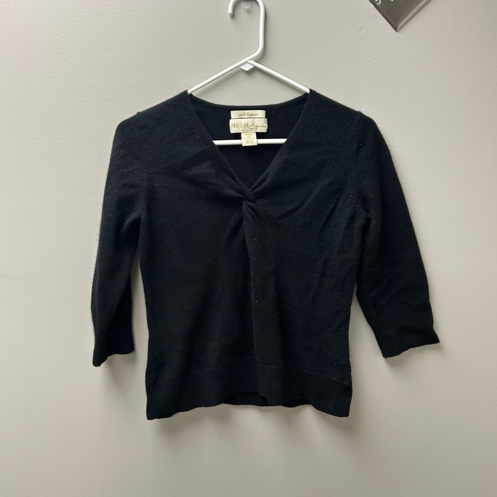Parisian Signature 100%‎ Cashmere V Neck Black Sweater